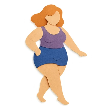 paper craft style woman with a curvy figure, creative cutout look sticker