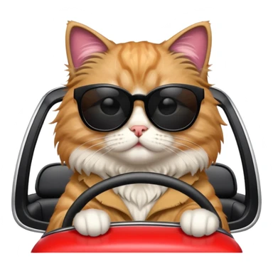 Fluffy cat with black sunglasses driving car sticker