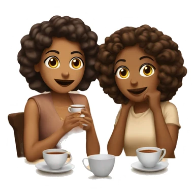 gossip over tea two brown girl friend  sticker