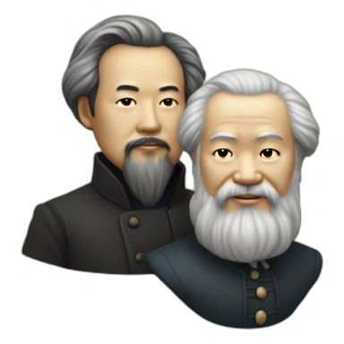 Li Hongzhi and Karl Marx, two human mentors, arm in arm，team up sticker