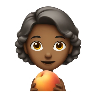 A girl with a peach sticker