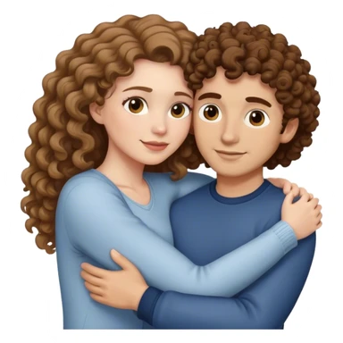 A white with with brown hair hugging a lightskin guy with curly hair  sticker