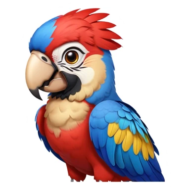Cinematic Realistic Comical Macaw Portrait Emoji, Head tilted dramatically with an exaggeratedly amused expression, featuring a striking array of vividly detailed scarlet and blue feathers with bold natural accents and wide, expressive eyes full of playful disbelief, rendered with lifelike texture and vibrant hues, high shine, dramatic yet playful, styled with an air of cheeky avian mischief, soft glowing outline, capturing the essence of a spirited and over‐the‐top macaw that looks ready to flap its way into viral fame! sticker