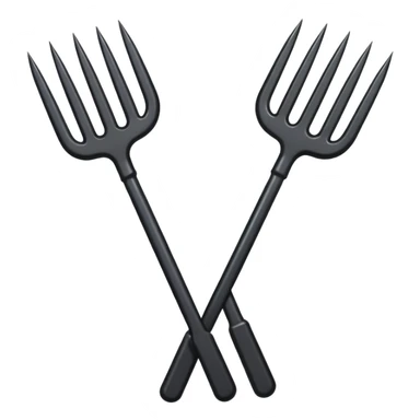 Make 2 black 3 spiked pitchforks cross sticker