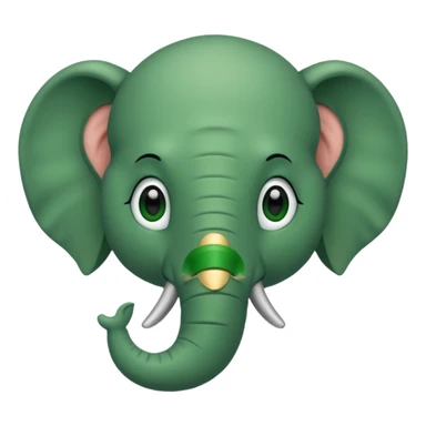 A green head with a green elephant nose sticker