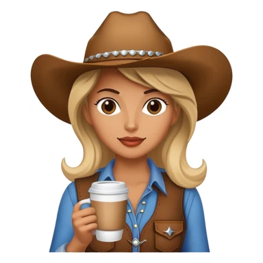 Cowgirl holding coffee sticker