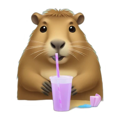 capybara drinking maté with a straw sticker