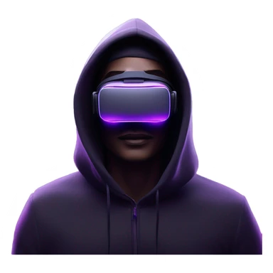 Ilon Mask wearing a black hoodie with "OMG" letters on it and VR headset oculus quest 2 in a cyberpunk VR environment with violet neon lighting. sticker