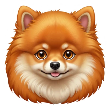 Cinematic Noble Orange Pomeranian Portrait Emoji, Poised and regal, with a compact, fluffy build and a well-groomed, vibrant orange Fur, deep-set soulful brown eyes, Simplified yet sharp and sophisticated features, highly detailed, glowing with a soft, dignified glow, high shine, intelligent and spirited, stylized with an air of elegance, focused and attentive, soft glowing outline, capturing the essence of a watchful and confident companion, so majestic it feels as though it could prance out of the screen with effortless authority! sticker