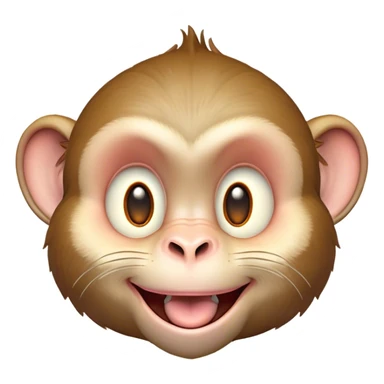 Cinematic Cheeky Macaque Portrait Emoji, Grinning mischievously with a tilted head and a playful smirk, showcasing a smart, agile build with soft, textured fur and wide, sparkling eyes pulling a funny face, Simplified yet strikingly expressive features, highly detailed, glowing with a warm, vibrant radiance, high shine, spirited and impish, stylized with an air of cheeky primate mischief, focused and teasing, soft glowing outline, capturing the essence of a cheeky macaque that looks ready to jump out of the screen with playful charm! sticker
