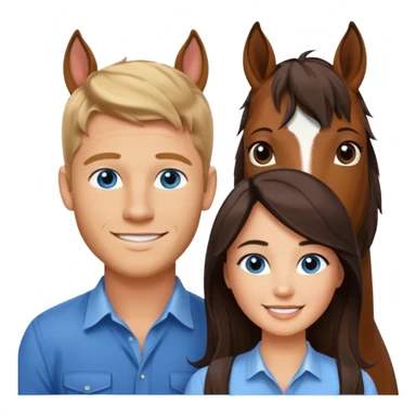 Tall Smiling blue eyed trevor donovan with smaller smiling brown-eyed danica mckellan and one brown horse sticker