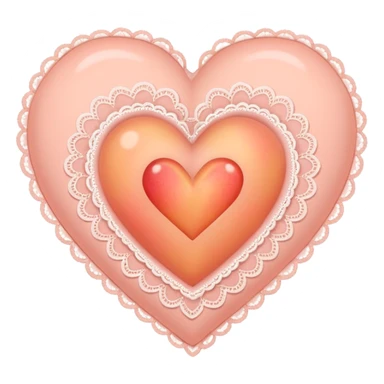 cute baby pink peach colored heart with lace trimming sticker