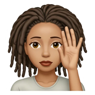 Black woman with locs hand over eyes sticker