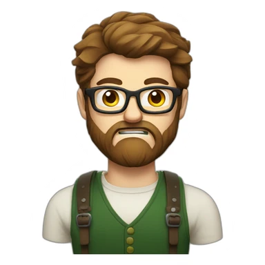 angry bearded irish man with brown hair and glasses sticker