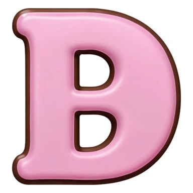 “Single pink bubble letter D, white outline, bottom dipped in chocolate with pink frosting drizzle, kawaii style, glossy, soft shading, clean outline, transparent background, Discord emoji size” sticker