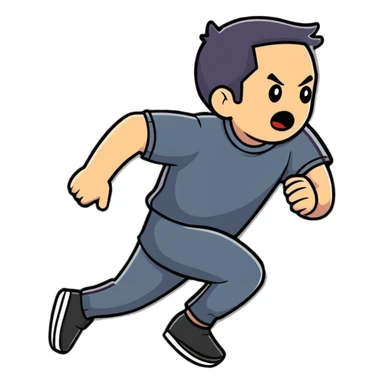 Person running away in terror from unseen threat sticker