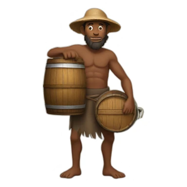 primitive man holds a barrel of oil in his hands sticker