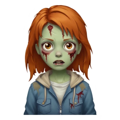 Ginger hair, zombie girl with Brown eyes sticker