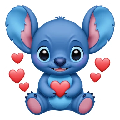 Stitch surrounded by hearts  sticker