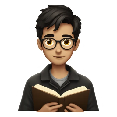 dark haired boy no glasses reading harry pott sticker