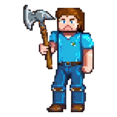 Minecraft character Steve with pickaxe sticker