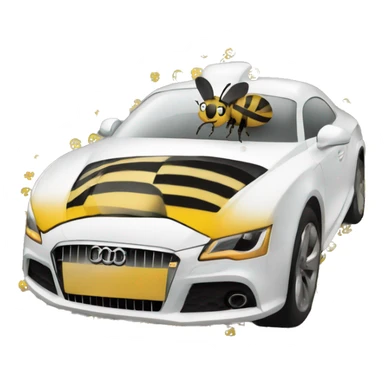 Bee driving a white Audi  sticker