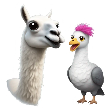 an emoji of a llama and a pigeon sticker