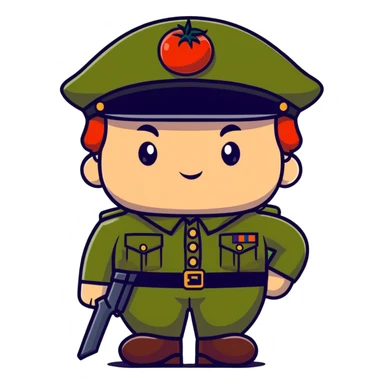tomato wearing Napoleon Bonaparte's bicorne hat and military officer uniform sticker