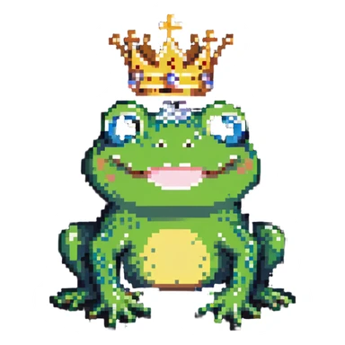 smiling frog with a tiny crown simple and cute sticker