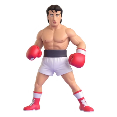 Sylvester Stallone as Rocky Balboa, wearing boxing gloves, iconic pose, realistic likeness, energetic expression sticker