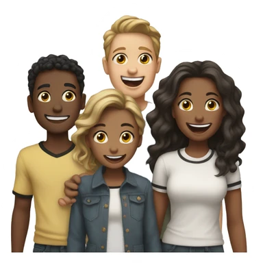 team of 4 friends 2 girl and 3 boys laughter sticker