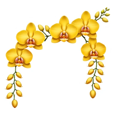 Yellow side facing orchid flower of indian wedding garland sticker