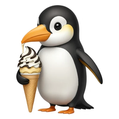 Penguin eating ice cream sticker