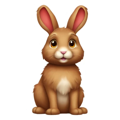 Cute feminine Fluffy brown rabbit teddy wearing red tshirt sitting long floppy ears sticker
