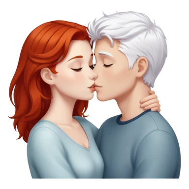 redhead girl kissing white-haired boy sticker