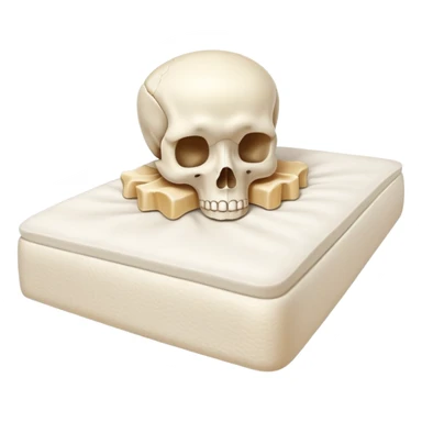 A vertebra with a satisfied face lies on a orthopedic mattress sticker