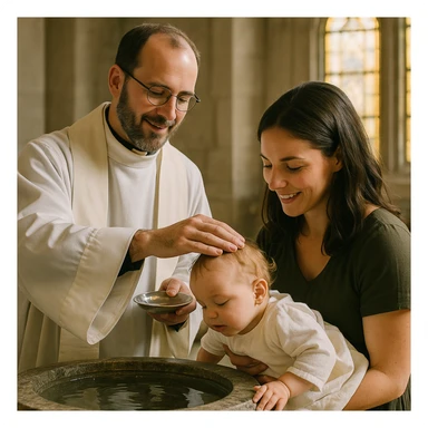 baptism with a priest and child sticker