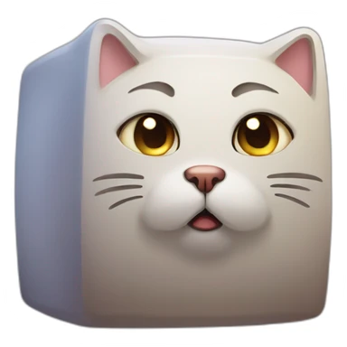 sad cat cube sticker