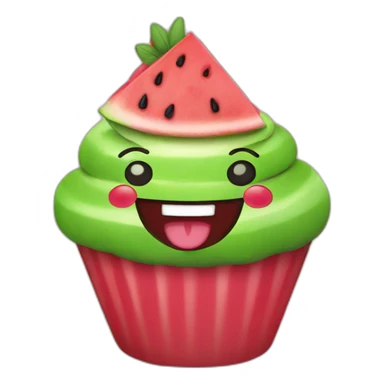Happy watermelon cupcake sticker