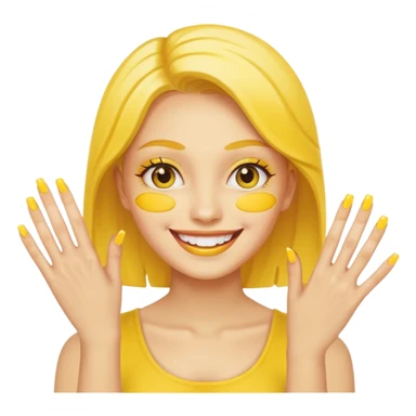 guess yellow emoji with acrylic nails  sticker