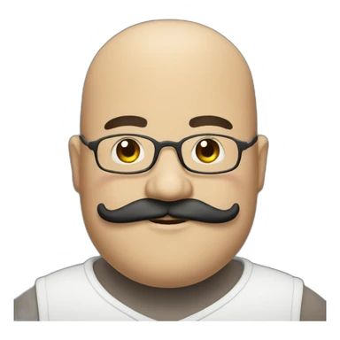 one fat bald man with moustache, long black beard sticker