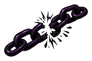 emo style black and purple broken chain sticker