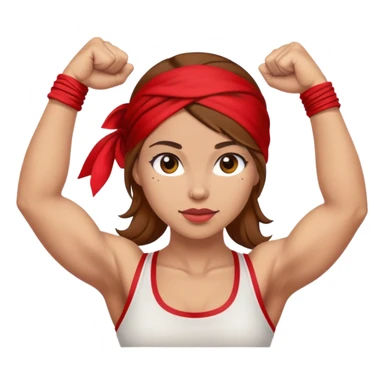 Light skin and brown hair with red bandana Rosie the Riveter shows biceps sticker