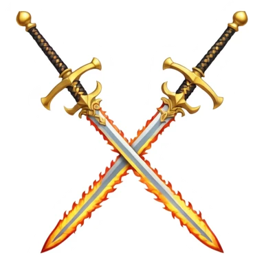 Two powerful on fire fully golden fiery royal crossed swords sticker