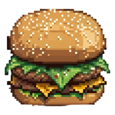 pixel art of sesame seeds on a burger bun sticker