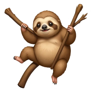 cute fat Sloth on stick sticker