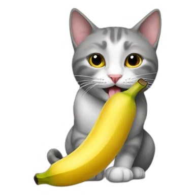 Cat eating banana sticker