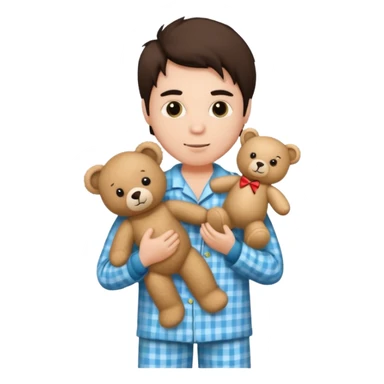 rock & roll fan wearing pajamas and holding a teddy bear sticker