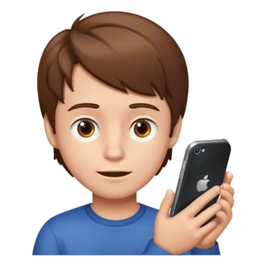 a brown haired boy playing on an iphone 16 smartphone sticker