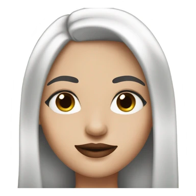 girl with white skin and brwonstraight straight hair , black black eyes with eyelashes, red lips,  sticker